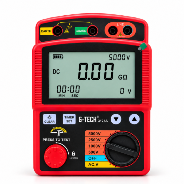 G-TECH INSULATION TESTER WITH TIMER & MEASUREMENT UPTO 1TOHMS, WITH PI & DAR 3125A