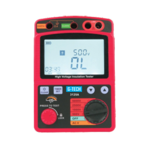 G-TECH INSULATION TESTER WITH TIMER & MEASUREMENT UPTO 1TOHMS, WITH PI & DAR 3125A